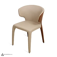 Fiori Leatherette Dining chair- Khaki/Coffee