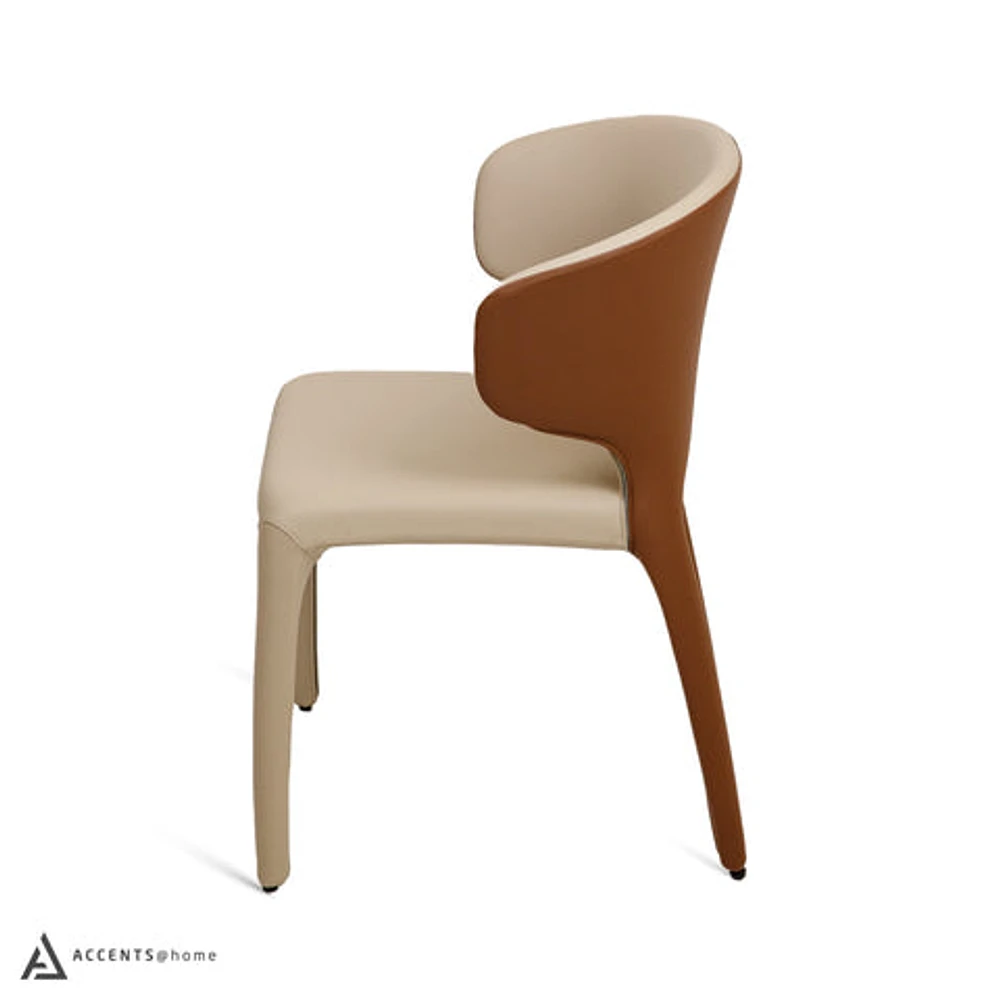 Fiori Leatherette Dining chair- Khaki/Coffee