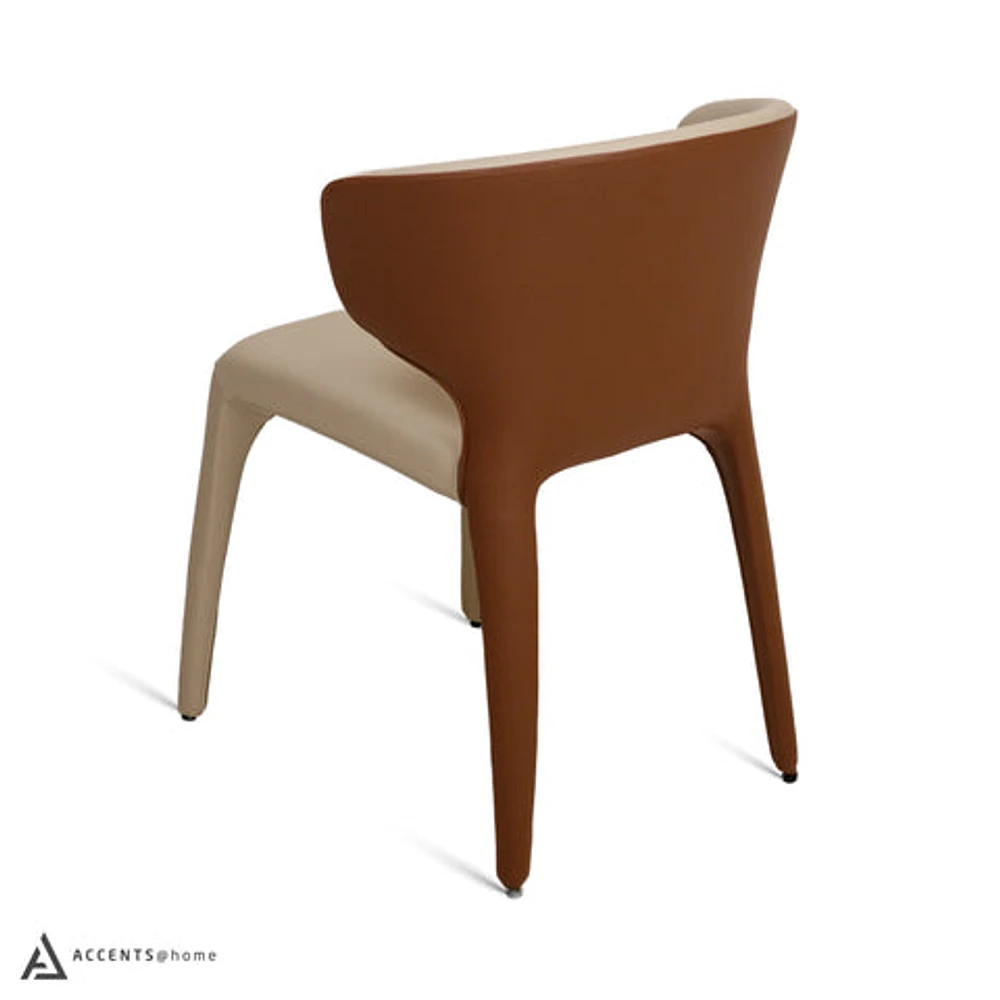 Fiori Leatherette Dining chair- Khaki/Coffee