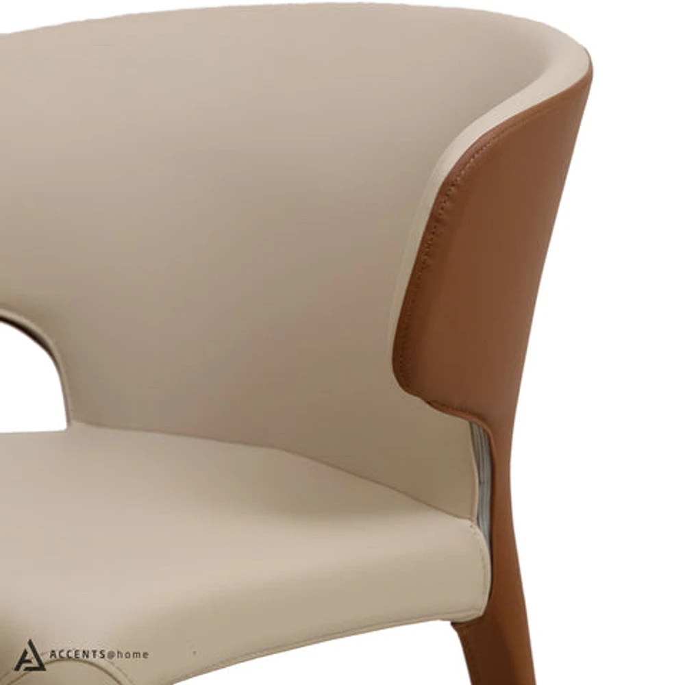 Fiori Leatherette Dining chair- Khaki/Coffee