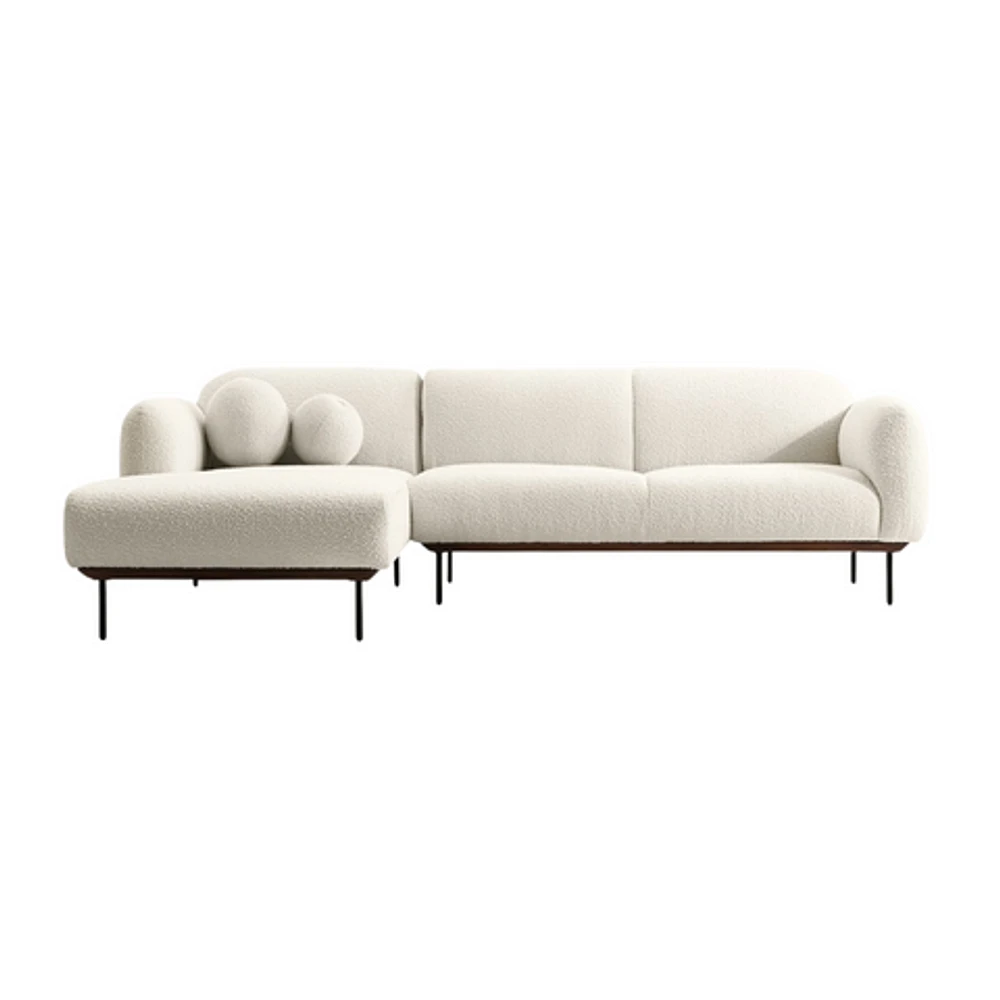 Genea Sectional Boucle Fabric - White