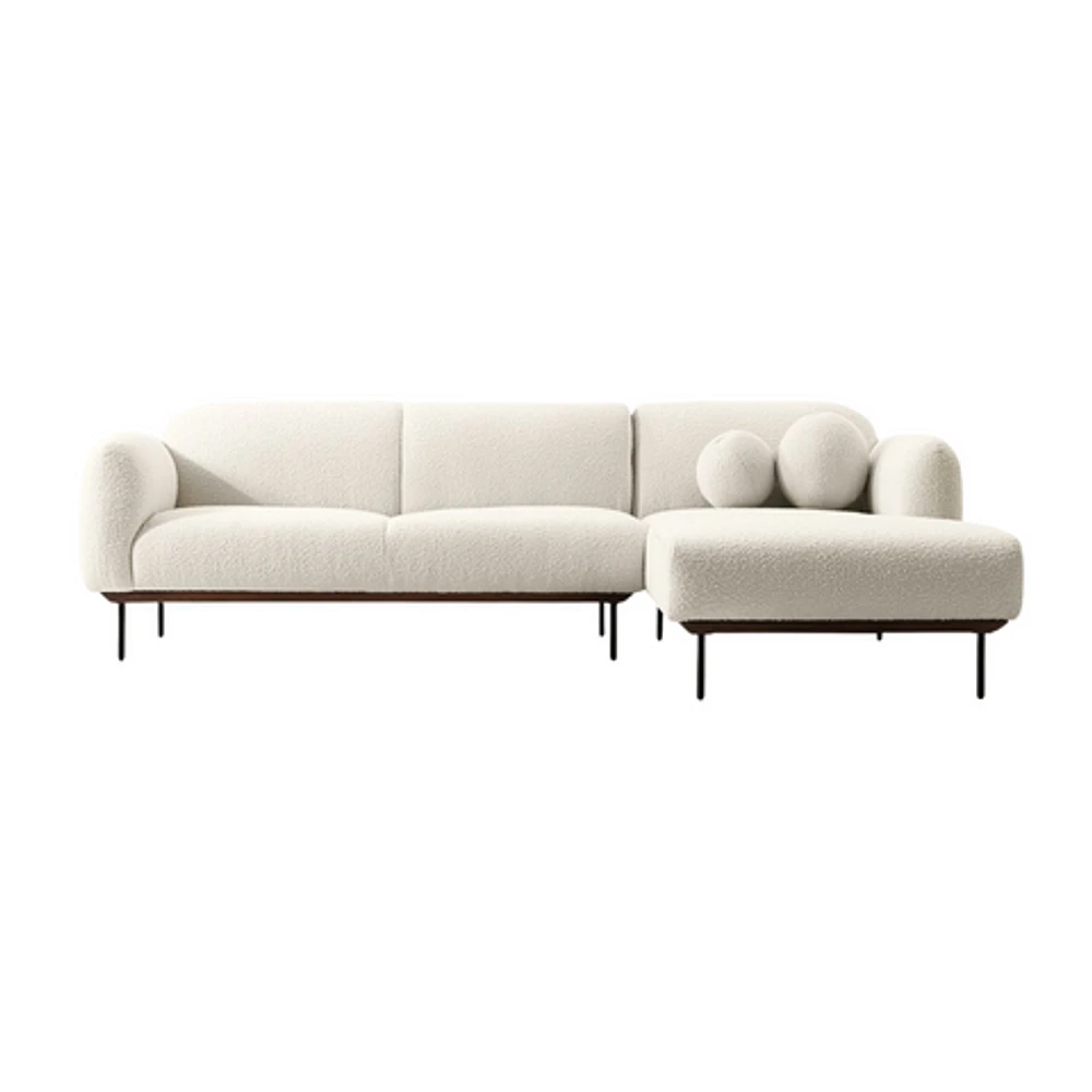 Genea Sectional Boucle Fabric - White