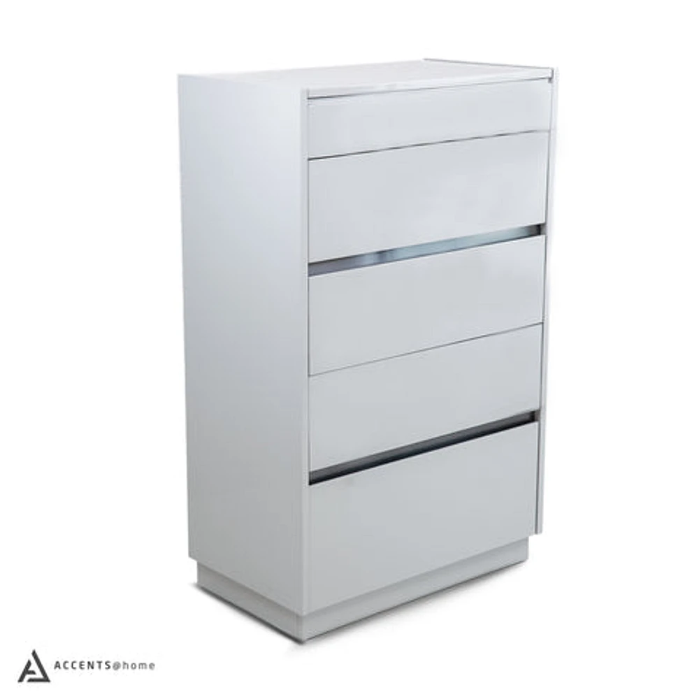 Gilly Grey Glossy Finish Bedroom Chest - Greater Vancouver Furniture