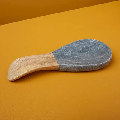 Gray Marble & Wood Spoon Rest