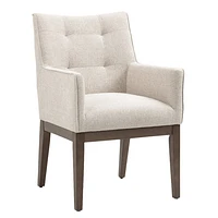 Jia Dining Arm Chair With Wooden Legs - Beige