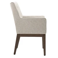 Jia Dining Arm Chair With Wooden Legs - Beige