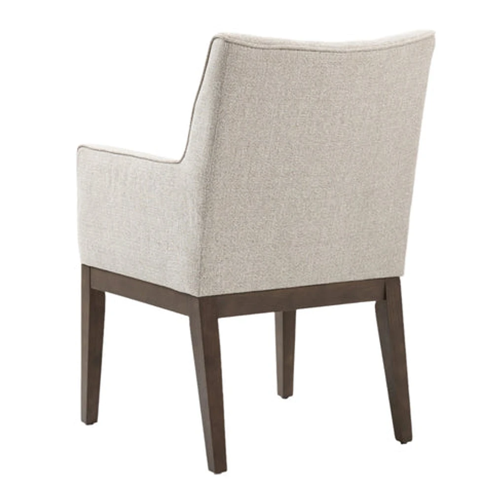 Jia Dining Arm Chair With Wooden Legs - Beige