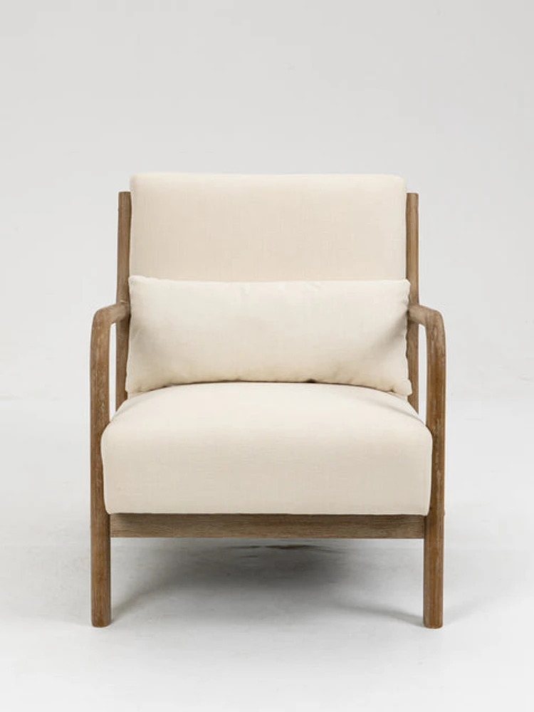 Pose Accent Chair with Wooden Legs - Beige