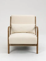 Pose Accent Chair with Wooden Legs - Beige