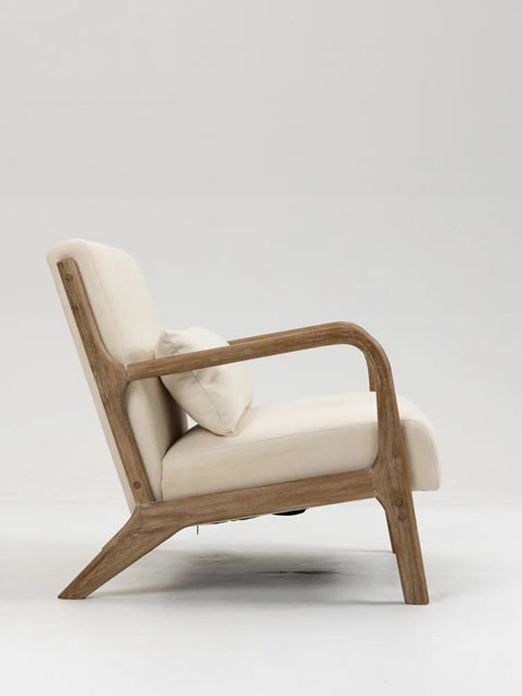 Pose Accent Chair with Wooden Legs - Beige