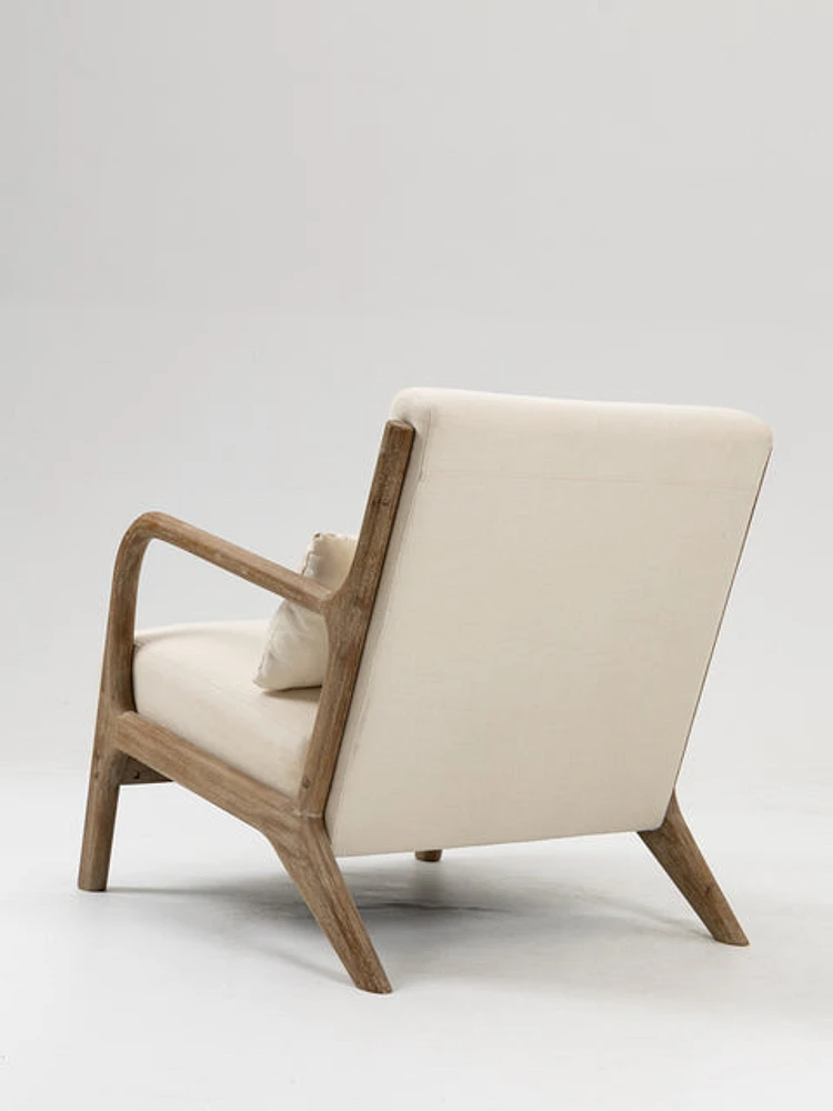 Pose Accent Chair with Wooden Legs - Beige