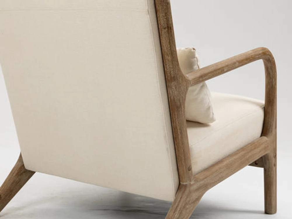 Pose Accent Chair with Wooden Legs - Beige