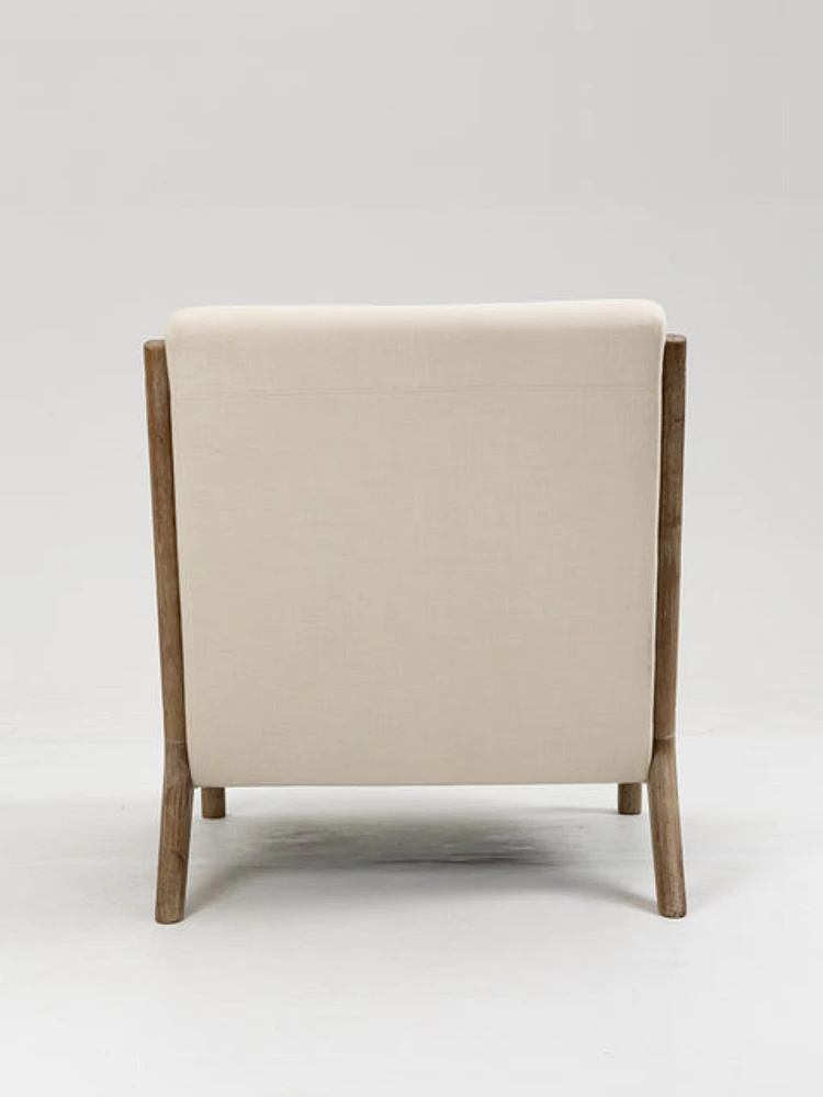 Pose Accent Chair with Wooden Legs - Beige