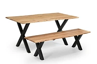 Tundra Acacia Wood Dining Table with Iron Legs