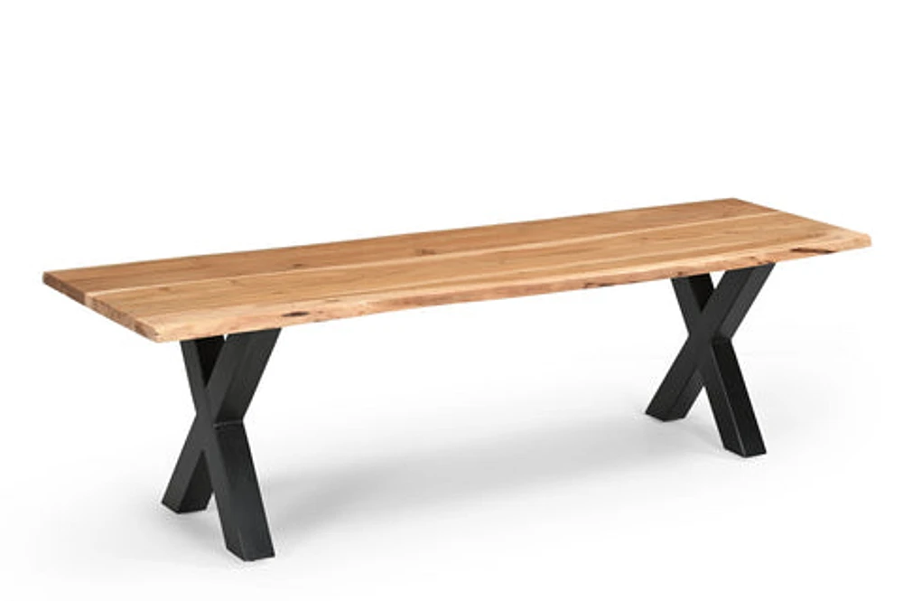 Tundra Acacia Wood Dining Bench with Iron Legs