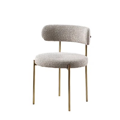 Ronda Boucle Fabric Dining Chair Brushed Brass