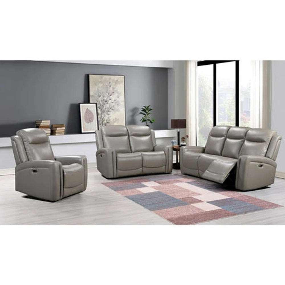 Alpine Leather Power Reclining Loveseat - Grey