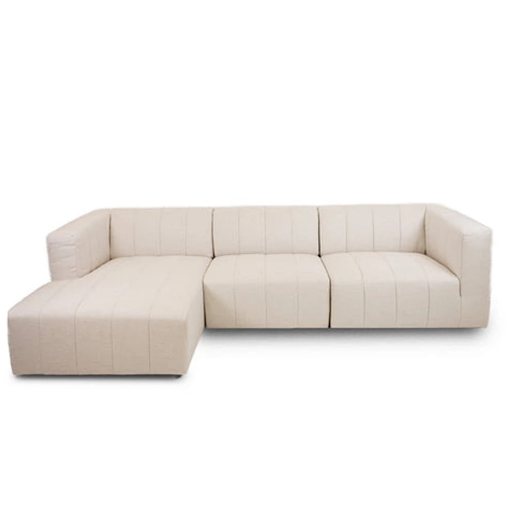 Lauriston 3 Pc Sectional with Chaise - White