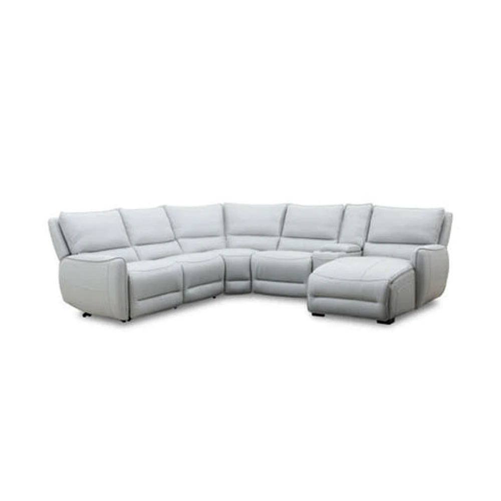 Andrea Leather Sectional Couch With Chaise & Recliner - Accents@Home