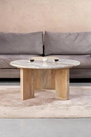 Matisse Marble Top Wooden Base Coffee Table - Natural