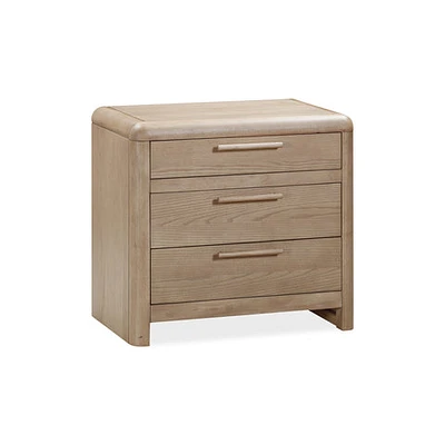 Furano Three Drawer Ash Wood Nightstand in Ginger