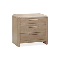 Furano Three Drawer Ash Wood Nightstand in Ginger