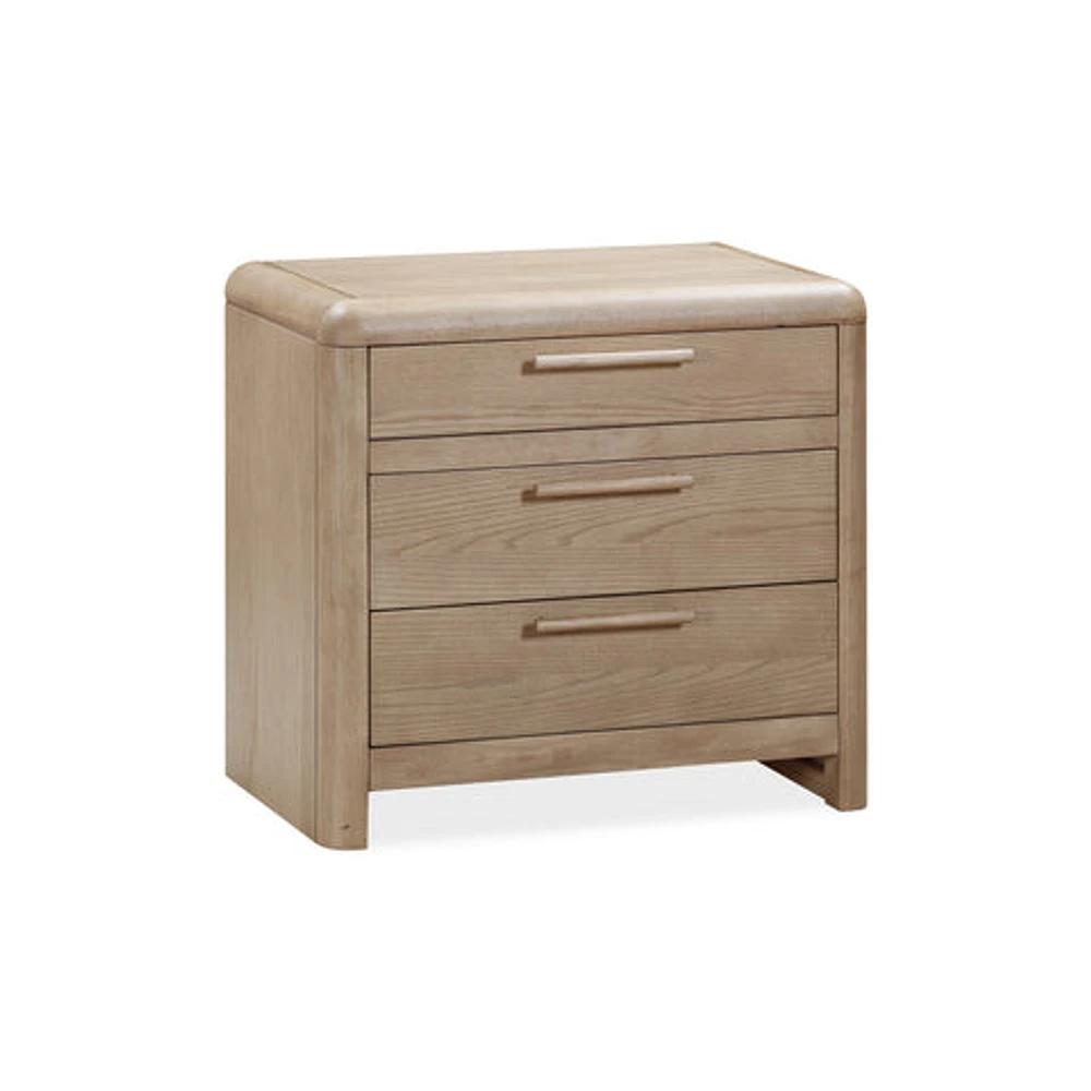 Furano Three Drawer Ash Wood Nightstand in Ginger