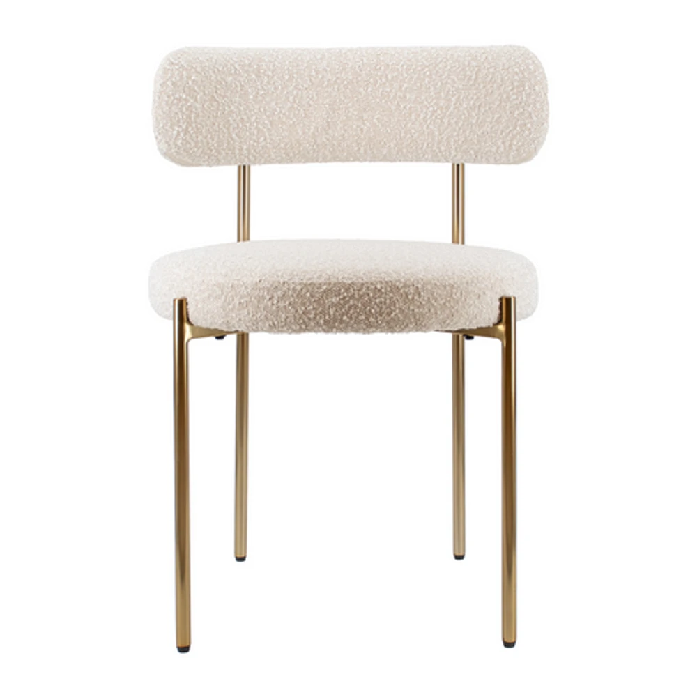 Ronda Boucle Fabric Dining Chair Brushed Brass