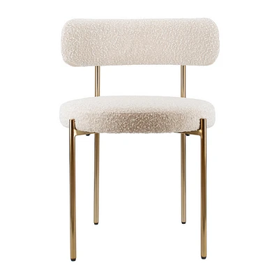 Ronda Boucle Fabric Dining Chair Brushed Brass