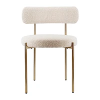 Ronda Boucle Fabric Dining Chair Brushed Brass