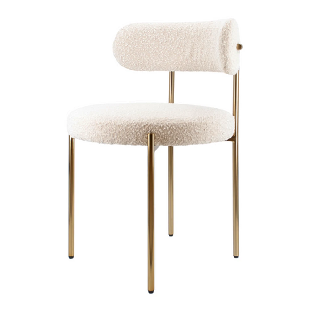 Ronda Boucle Fabric Dining Chair Brushed Brass