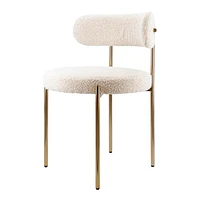 Ronda Boucle Fabric Dining Chair Brushed Brass