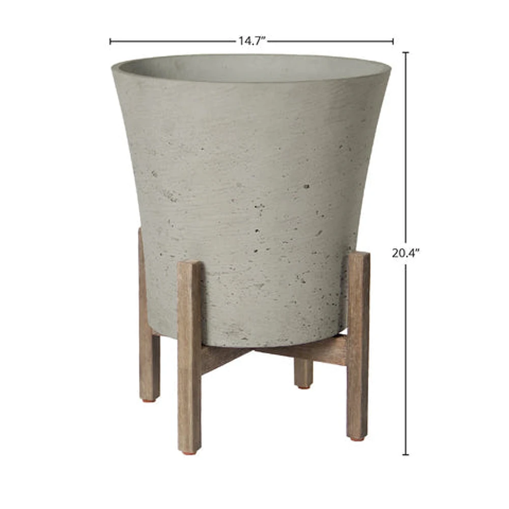 Patio Tapered Medium Standing Pot - Cement Grey