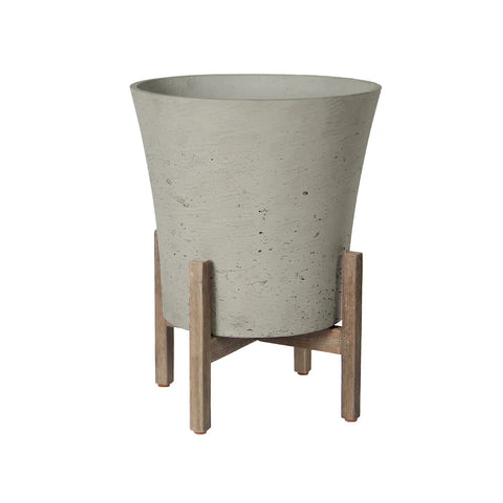 Patio Tapered Medium Standing Pot - Cement Grey