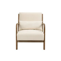 Pose Accent Chair with Wooden Legs - Beige