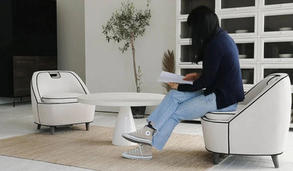 Ebony Club Chair - Ivory