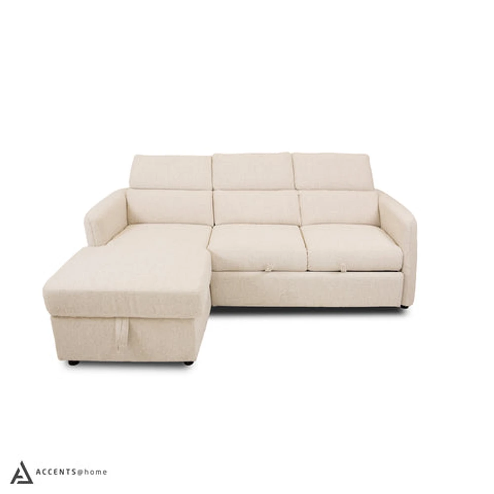 Renato Premium Fabric Sleeper Sectional - Abby Flax