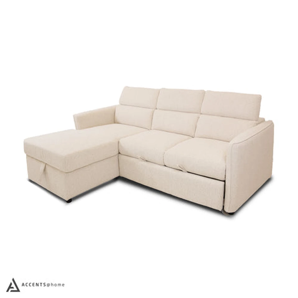 Renato Premium Fabric Sleeper Sectional - Abby Flax