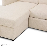 Renato Premium Fabric Sleeper Sectional - Abby Flax