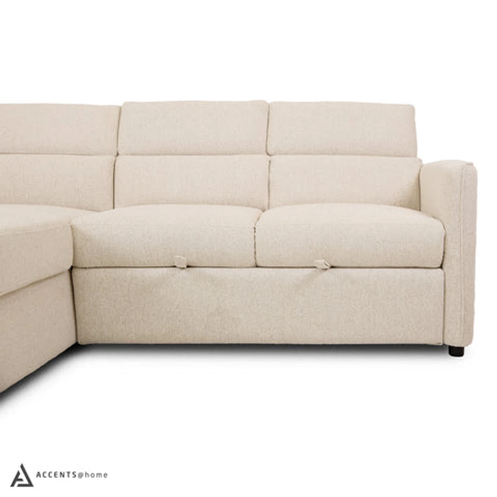 Renato Premium Fabric Sleeper Sectional - Abby Flax