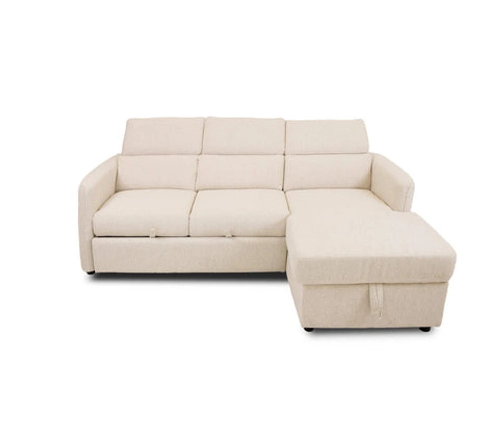 Renato Premium Fabric Sleeper Sectional - Abby Flax