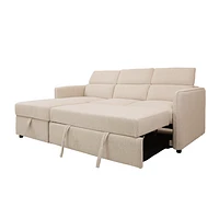 Renato Premium Fabric Sleeper Sectional - Abby Flax