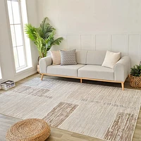 Nairobi Beige Geometric Abstract Rug – 5x8