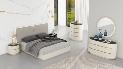 Zelie Glossy Bed with Hydraulic Storage