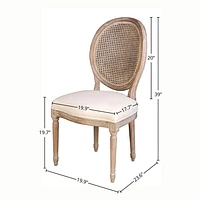 Napoleon Dining Chair w/ Cane Back- Antique Linen