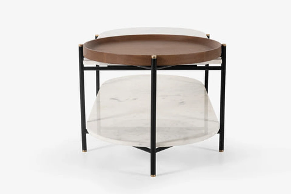 Eske Mango Wood Marble Coffee Table