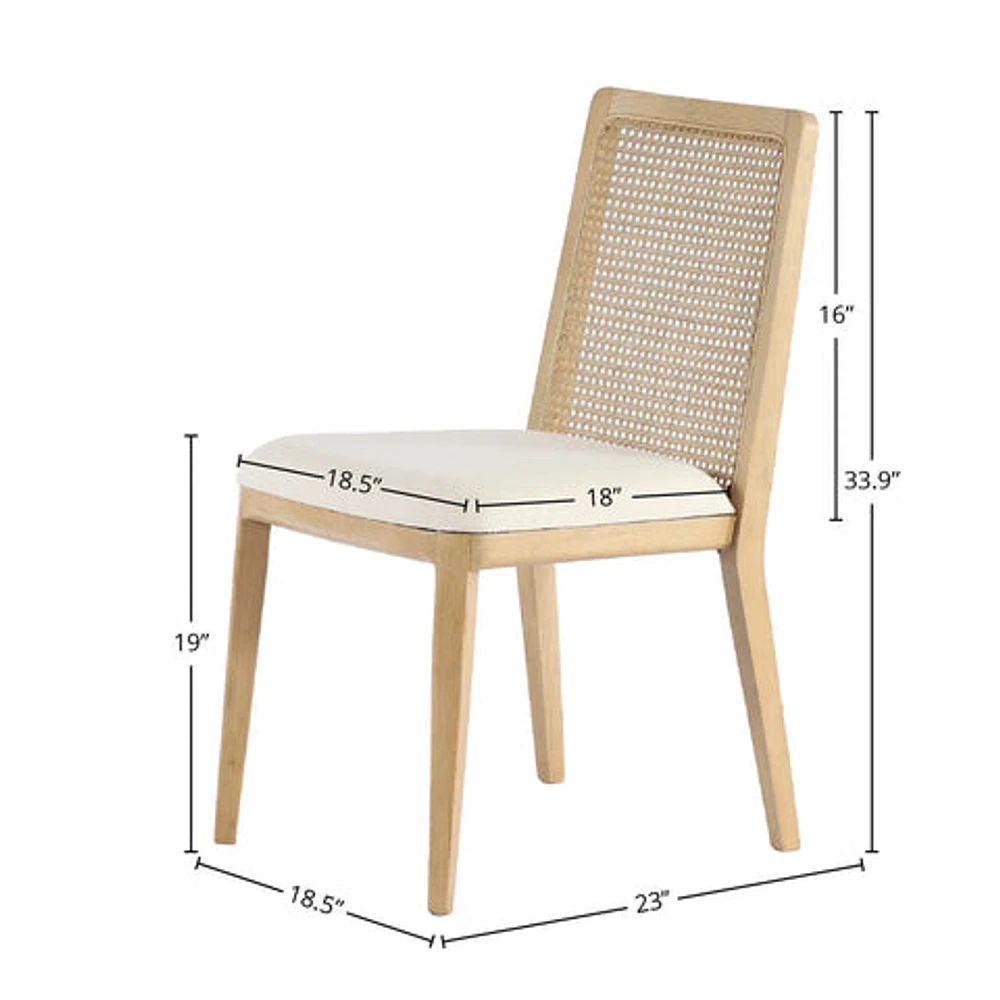 Cane Dining Chair - Oyster Linen