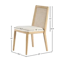 Cane Dining Chair - Oyster Linen