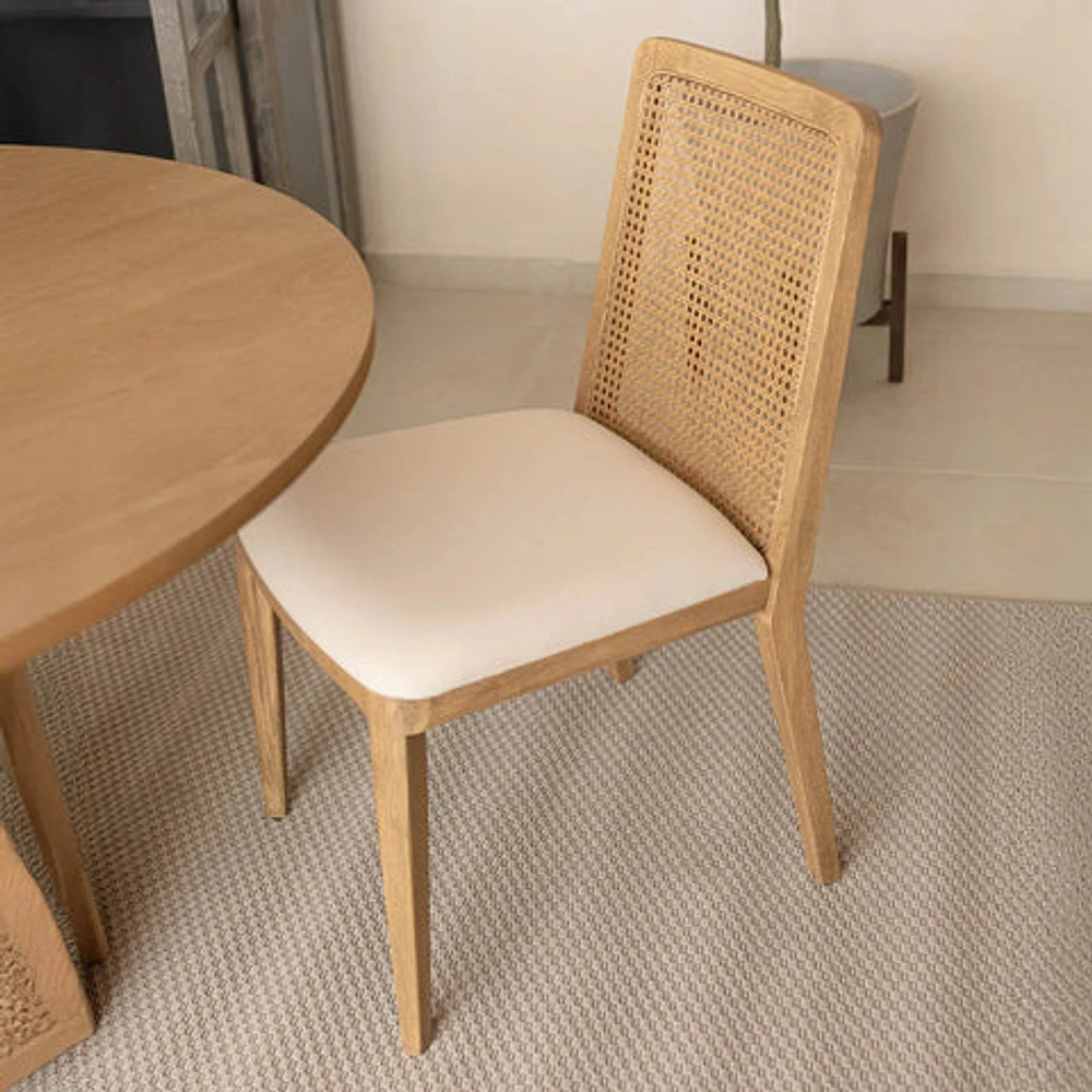 Cane Dining Chair - Oyster Linen