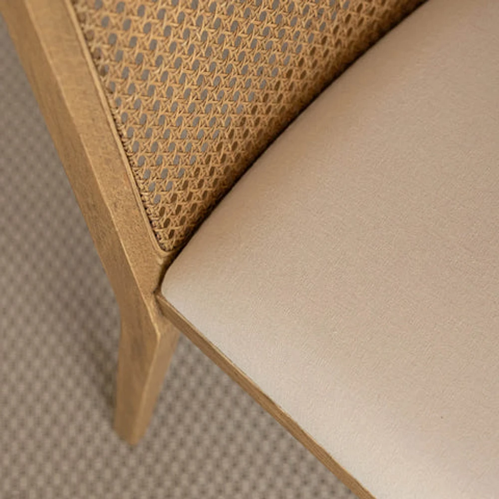 Cane Dining Chair - Oyster Linen